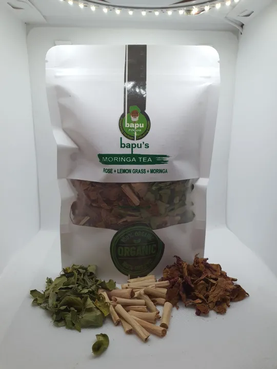 bapu's moringa tea (slim tea) | lemon grass + moringa leaf + dry rose | best for weight loss | working women | permote healthy hair & nail | improve digestion | reduce risk of anemia | rich in antioxidants | qehwa |